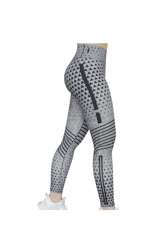 Clearance!Leggings for Women High Waist Gym Leggings Workout Printed Yoga Pants with Pockets Elasticated Waist Trousers Running Activewear