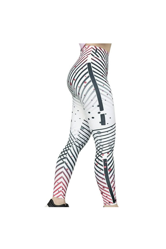 Clearance!Leggings for Women High Waist Gym Leggings Workout Printed Yoga Pants with Pockets Elasticated Waist Trousers Running Activewear