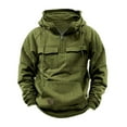 thumbnail image 1 of HOOJT Clearance!Men Tactical Sweatshirt Quarter Zip Cargo Pullover Hoodies Workout Sports Running Outdoor Winter Jackets Softshell Military Jacket With Removable Hood, 1 of 1
