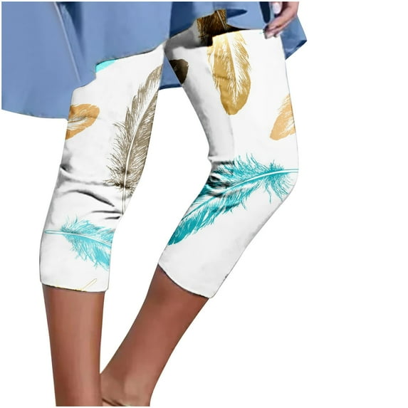 HOOJT Clearance!Short Leggings for Women Cycling Legging Shorts Floral Printed 3/4 Trousers Workout Fitness Running Shorts Gym Elasticated Waist Capri Pants