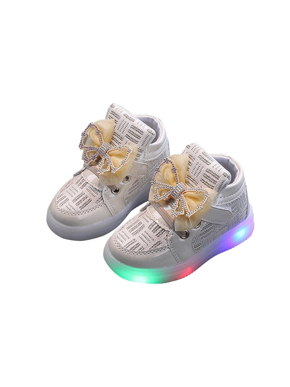 Clearance!Spring Children LED Light Up Girls Bow Strawberry Baby Casual Luminous Shoes