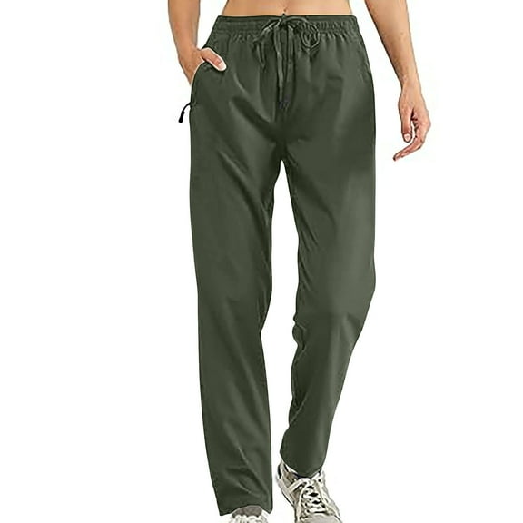 HOOJT Summer Trousers for Women Quick Dry Tracksuit Yoga Pants Joggers Lightweight Sweatpants Gym Running Sports Lounge Pants