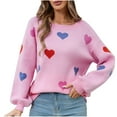 thumbnail image 1 of HOOJT Clearance!Sweaters for Women Round-Neck Print Fall and Winter Long Sleeve Pullover Trendy Womens Tops, 1 of 7