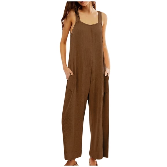HOOJT Clearance!Women Short Dungarees Summer Casual Sleeveless Romper Elegant Corduroy Playsuit Wide Leg Overall with Pocket Solid Color