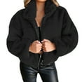 thumbnail image 1 of HOOJT Clearance! Women's 2024 Winter Coats Cropped Lapel Jacket Faux Furs Long Sleeve Pockets Shaggy Warm Cardigan Outerwear Fall Clothes, 1 of 5