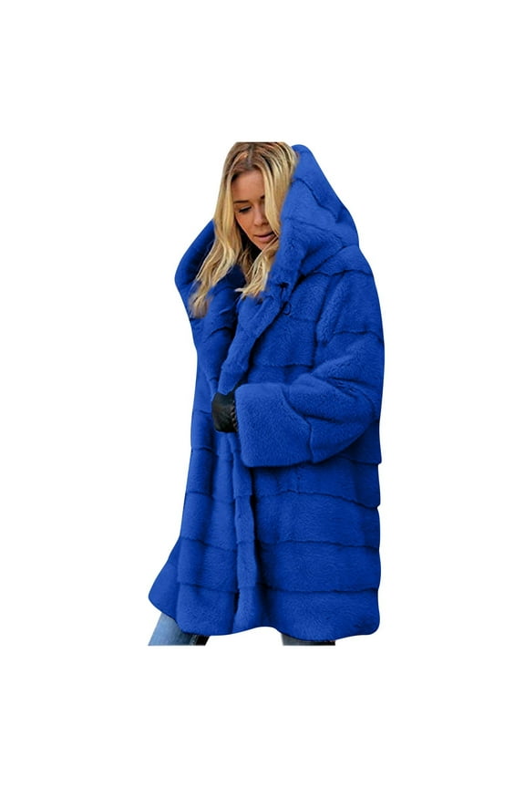 Clearance! Women's Winter Plus Size Parka Overcoat Long Sleeve Faux Furs Coat Jacket with Big Hooded