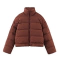 thumbnail image 1 of HOOJT Clearance!Women's Wool Long Overcoat Winter Clothes for Women Fashion Women Solid Stand-up Collar Cardigan Down Jacket Outerwear Padded Coat, 1 of 2