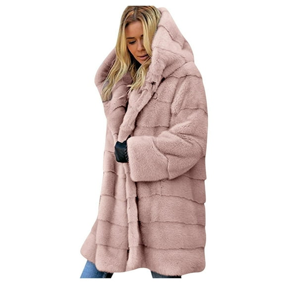 HOOJT Clearance! Womens Faux Furs Fleece Coat Fall and Winter Fashion Fuzzy Jacket Faux Furs Fluffy Cardigan Overcoat