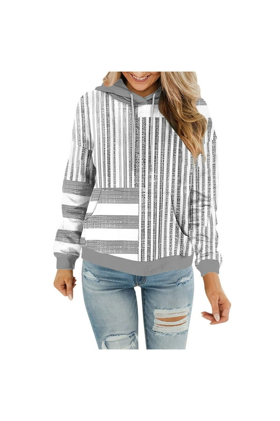 Fall Hoodies for Womens Cute Print Sweatshirts Winter Long Sleeve Jackets Casual Outdoor Vacation Hooded Sweatshirts Loose Pullover Coat Outwears with Pockets