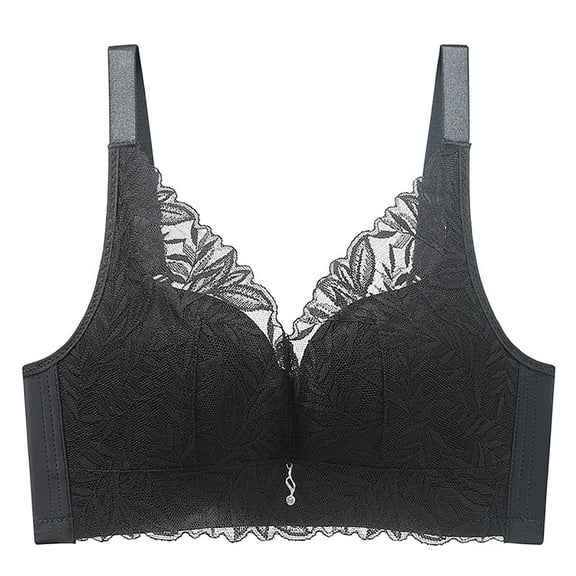 HOOJT Women's Bras Solid Color Lace Wireless Bra Breast Adjustment Underwear Lace Bra Breathable Bralette Underwears