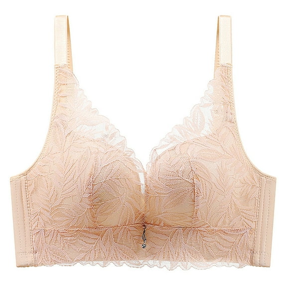 HOOJT Women's Bras Solid Color Lace Wireless Bra Breast Adjustment Underwear Lace Bra Breathable Bralette Underwears