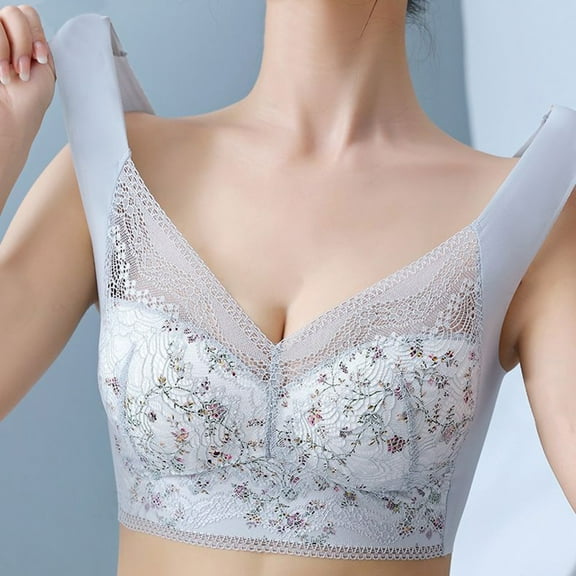 HOOJT Women's Bras Solid Color Push-Up Bras Ice Silk Seamless Bras Wide Shoulder Vests One-Piece Sports Bralette Underwear