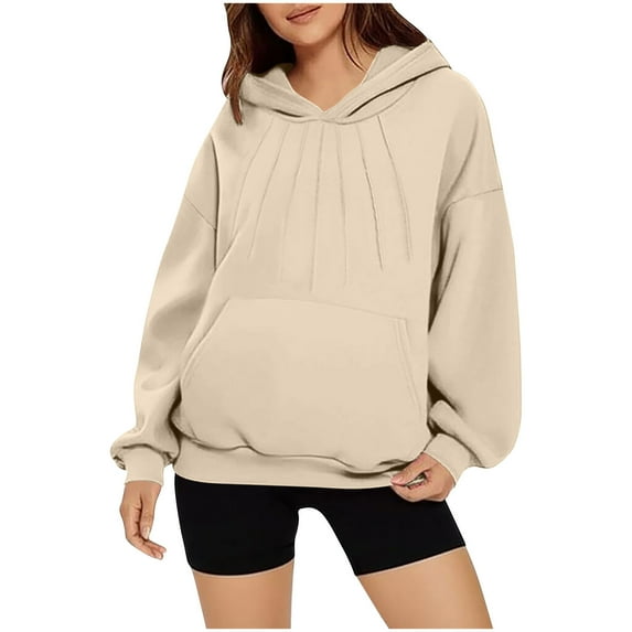 HOOJT Women's Hoodies Casual Hooded Sweatshirt Top Solided Solid Color Sweaters Pullover Long Sleeve Loose Jackets Winter Fall Outwears Clothes with Pocket