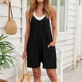 thumbnail image 1 of HOOJT Women's Rompers Dress Fashion Underneath Jumpsuits for Women Summer Solid Color Casual Sleeveless Suspender Loose Spaghetti Strap Shorts Jumpsuit with Pockets, 1 of 8