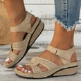 thumbnail image 1 of HOOJT Women's Wedge Sandals Fashion New Beach Roman Sandals Casual Spring Summer Thick Sole Shoes Solid Color Wedge Heels Sandals, 1 of 6