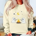 thumbnail image 1 of HOOJT Womens Crewneck Sweatshirts Fall Long Sleeve Sweaters Halloween Cute Ghost Printed Hoodless Sweatshirts Loose Pullover Top Halloween Costumes, 1 of 3