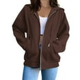 thumbnail image 1 of HOOJT Womens Hooded Sweatshirts Zip Front Fashion Solid Blouse Long Sleeve Tops, 1 of 6