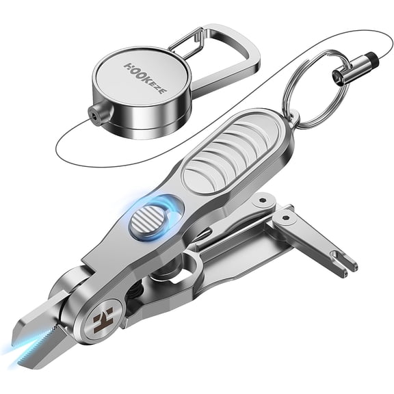 HOOK-EZE Fishing Line Cutter, Fly Fishing Nippers with Retractors and Knot Tying Tool Accessories, Stainless Steel Braided Line Scissors Clippers for Mono and Fluoro Lines