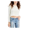 thumbnail image 1 of HOOKED UP Womens White Long Sleeve Crew Neck Crop Top L, 1 of 3