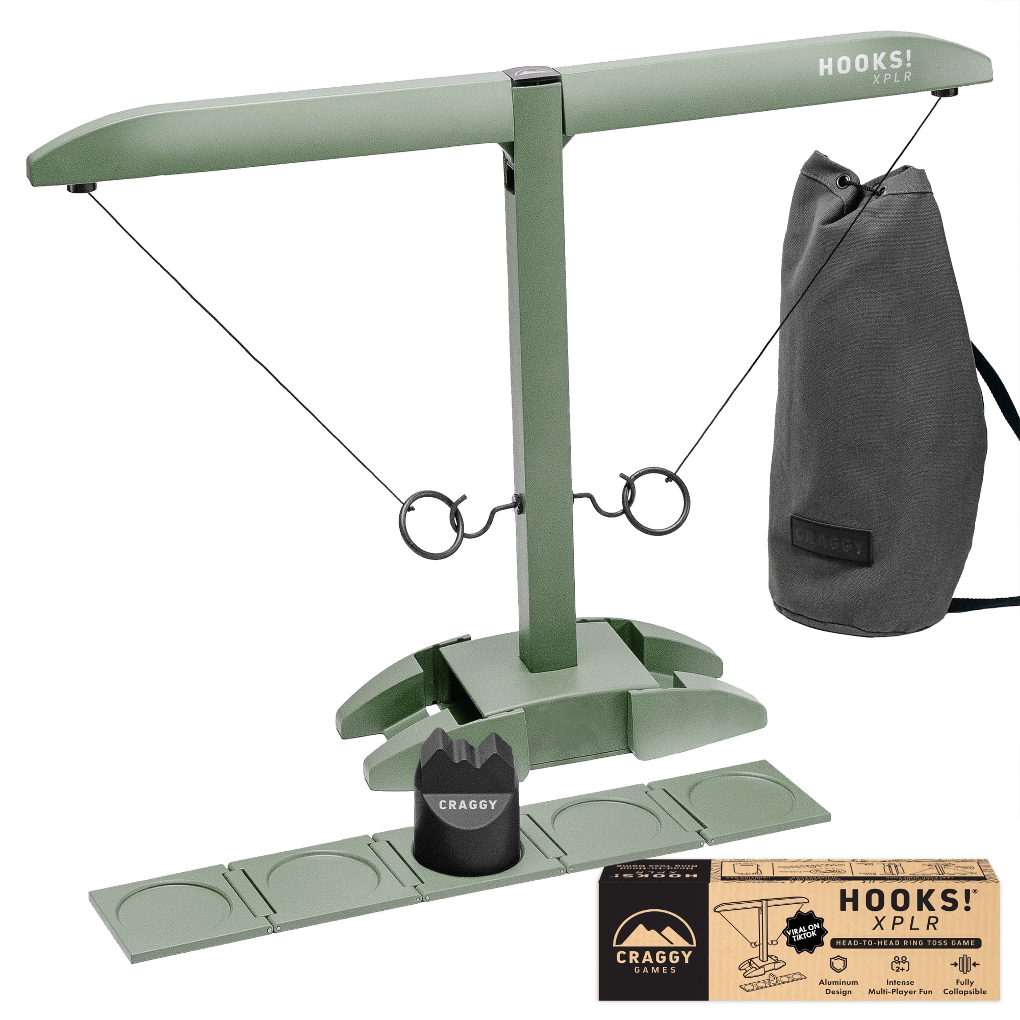 HOOKS! XPLR - Portable Metal Head to Head Ring Toss Game