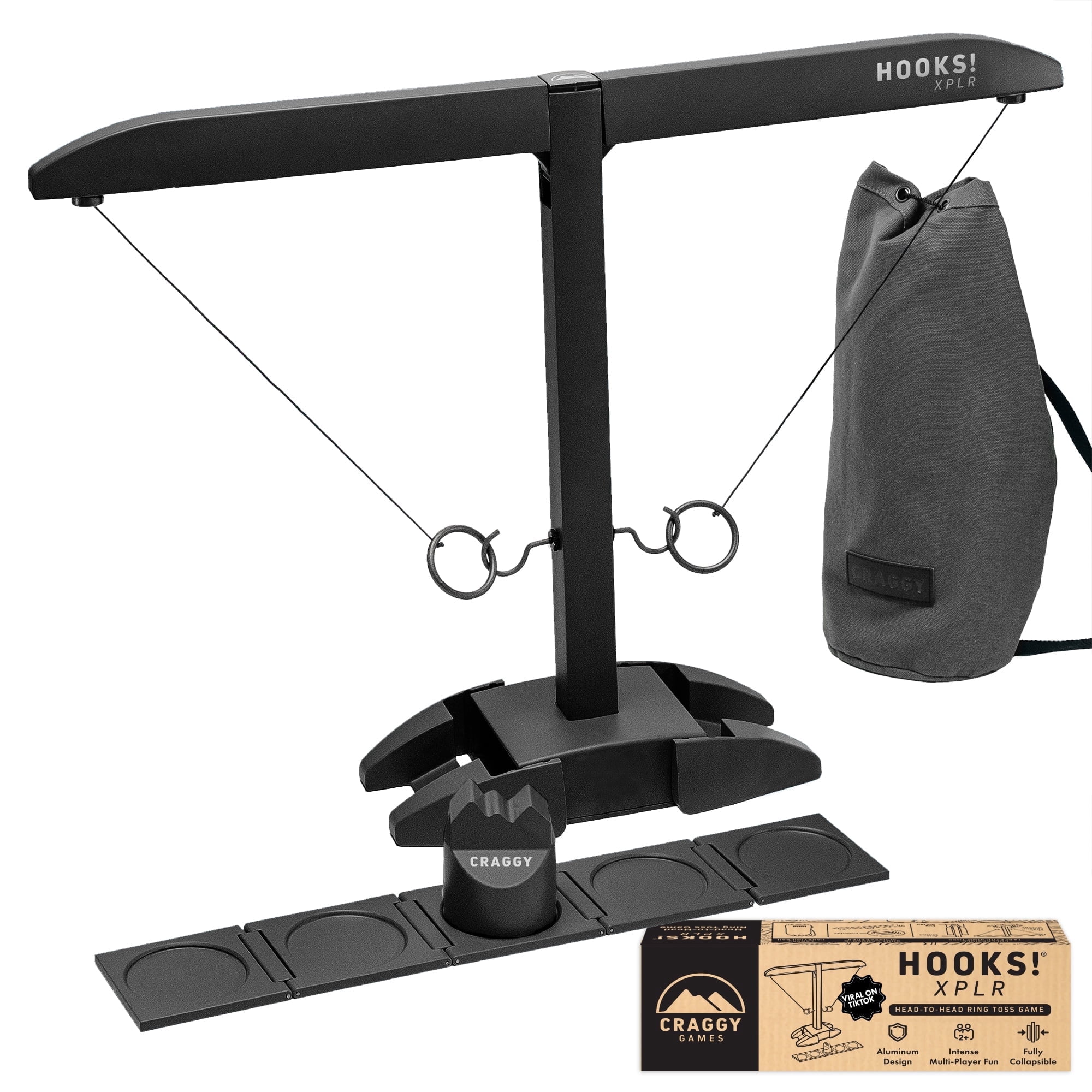 HOOKS! XPLR - Portable Metal Head to Head Ring Toss Game - Night