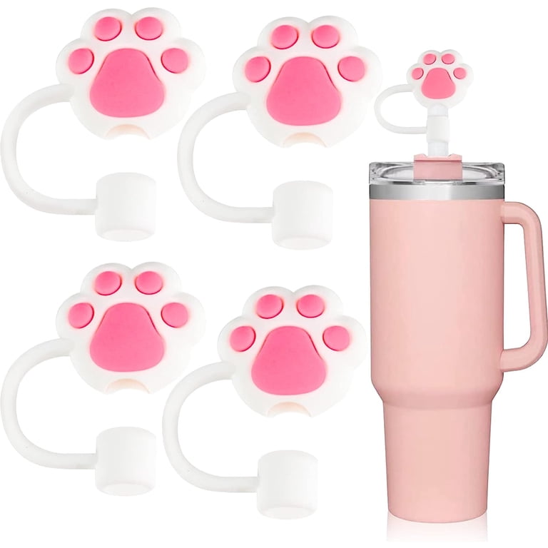 4-Pack Cat Paw Straw Toppers For Stanley Cups - Silicone Covers For 30oz & 40oz Tumblers