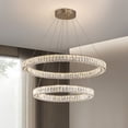 thumbnail image 1 of HOOMEDELIER 2 Rings Modern Crystal Chandelier Lighting Led Gold Pendant Lamp Fixture with 3 Adjustable Color Temperature, 1 of 12