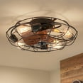 thumbnail image 1 of HOOMEDELIER 21" Industrial Flush Mount Ceiling Fan with Light and Remote, Low Profile Caged Design, 3 Blades, Black Finish, 1 of 9