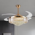 thumbnail image 1 of HOOMEDELIER 52" Crystal Ceiling Fan with Light Remote/App Control,Modern Dimmable Led Ceiling Fan with 4 Retractable Fan Blades for Living Room Bedroom-Gold, 1 of 8