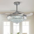 thumbnail image 1 of HOOMEDELIER 52in Chrome Modern LED Chandelier Ceiling Fan with Remote Control, 1 of 21