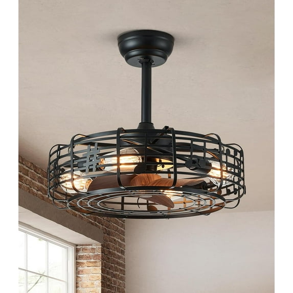 HOOMEDELIER Caged Ceiling Fan with Light and Remote, 6 Speeds Indoor Ceiling Fan Musical Notation Design with 3 Blades-Downrod Mount