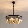 thumbnail image 1 of HOOMEDELIER 22" Modern Black Crystal Chandelier, Round 6-Light Pendant for Dining Room & Kitchen, 1 of 20