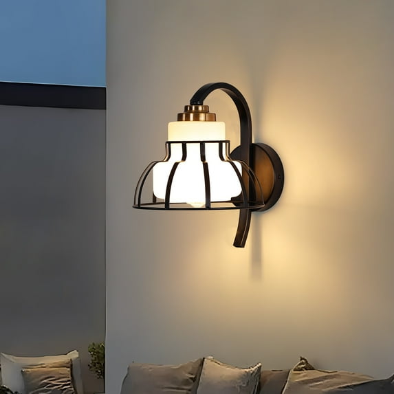 HOOMEDELIER Set of 2 Wall light, Vintage Bathroom Vanity Light Fixtures with Glass Shades, Modern Bedside Wall Mount Lamps