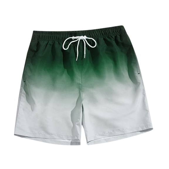 HOOMEUMY 2025 Men's Summer Gradient Color Beach Shorts Pockets Drawstring Elastic Waist Mesh Lining Quick Dry Swim Trunks Army Green S