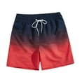 thumbnail image 1 of HOOMEUMY 2025 Men's Summer Gradient Color Beach Shorts Pockets Drawstring Elastic Waist Mesh Lining Quick Dry Swim Trunks Red M, 1 of 3