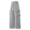 thumbnail image 1 of HOOMEUMY Baggy Pants for Men Straight Leg Sweatpants Men Casual Drawstring Elastic Waist Outdoor Hiking Trousers with Pockets (Gray,L), 1 of 8