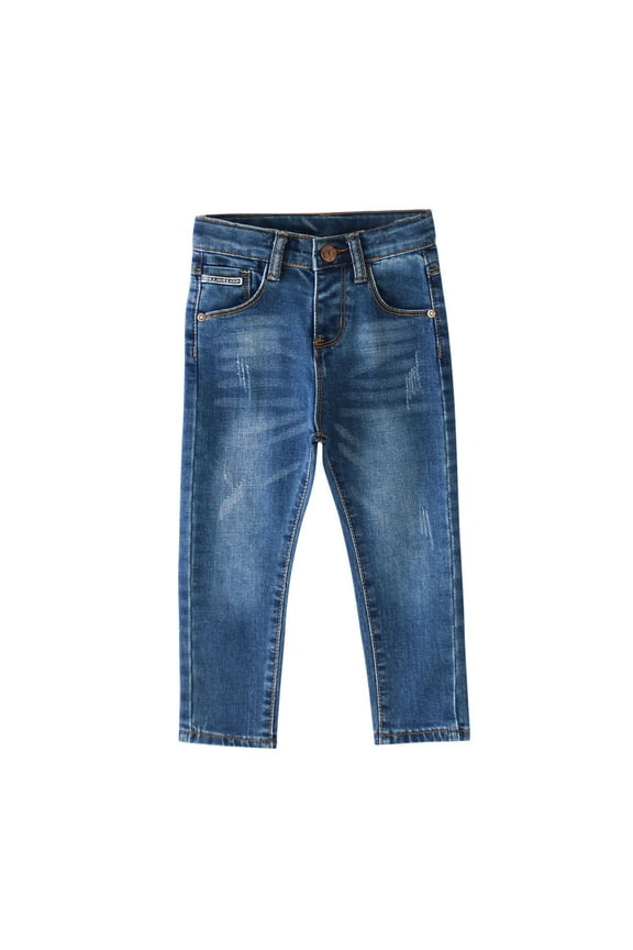 Boy Jeans Kids Denim Pants Boy Skinny Stretch Jeans Casual Slim Fit Trouser Sky Blue 2 Years