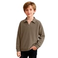thumbnail image 1 of HOOMEUMY Boys School Sweatshirts & Hoodies Lapel V Neck Casual Long Sleeve Sweatshirt, 1 of 6