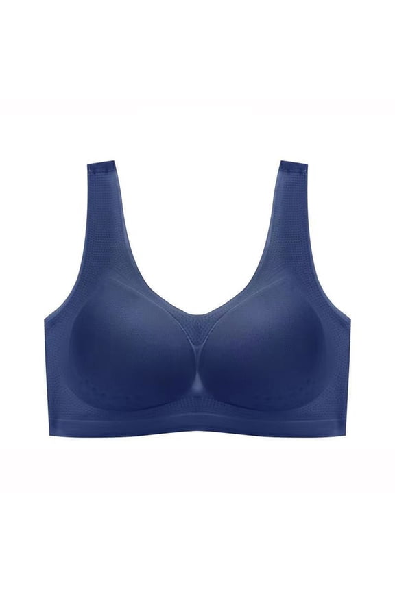 Bras for Women Gathered Vice Breast Beauty Back Buckle Large Size Underwear Wide Straps Comfortable Push Up Bra Traceless Seamless Underwear-Blue-Blue