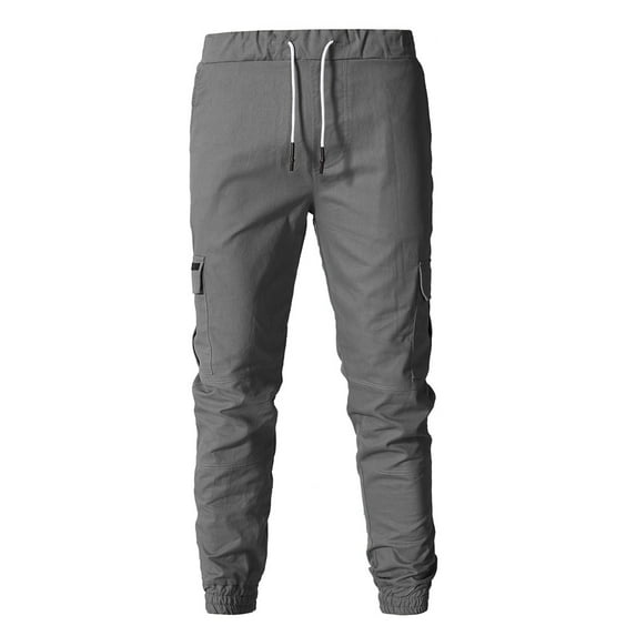 HOOMEUMY Cargo Pants for Men Casual Regular Fit Solid Color Multi Pocket Jogging Cool Pant Straight Fit Full-length Pants Outdoor Fashion Elastic Waist Trousers Workout Athletic JoggersⓐDark Gray XXL
