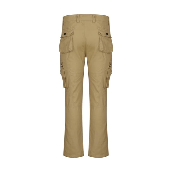 HOOMEUMY Cargo Pants for Men Outdoor Fashion Workout Athletic Joggers Casual Regular Fit Solid Color Jogging Cool Pant Elastic Waist Trousers Multi Pocket Straight Fit Full-length PantsⓐKhaki L