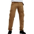 thumbnail image 1 of HOOMEUMY Cargo Pants for Men Solid Color Multi Pocket Workout Athletic Joggers Casual Regular Fit Elastic Waist Trousers Jogging Cool Pant Straight Fit Full-length Pants Outdoor FashionⓐYellow XL, 1 of 4