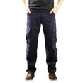 thumbnail image 1 of HOOMEUMY Cargo Pants for Men Outdoor Cargo Trouser Multi Pockets Work Pants Thickened Warm Fleece Pant Trousers (Navy,36), 1 of 8