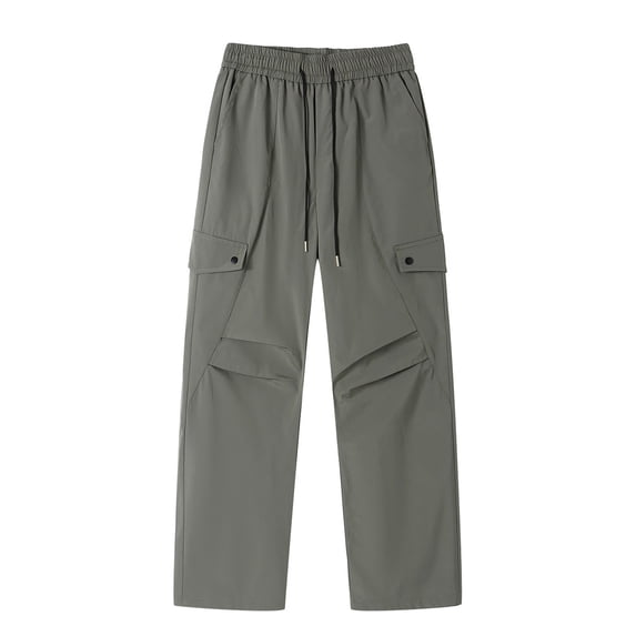 HOOMEUMY Casual Cargo Sweatpants Men Elastic Waist Drawstring Loose Pants Active Workout Jogger Pants with Multi Pockets Green 18