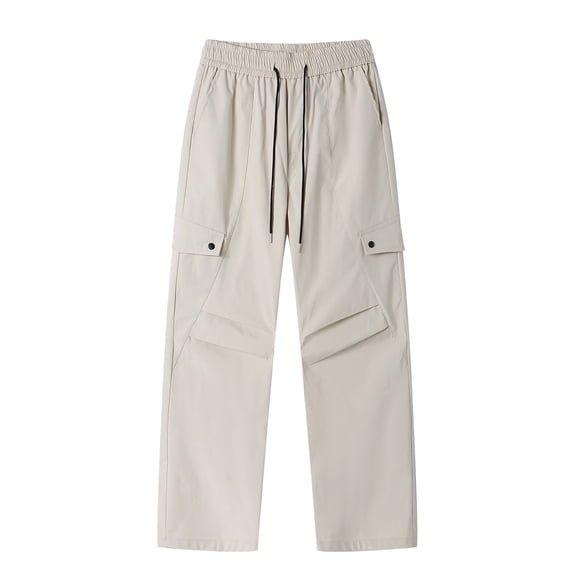 HOOMEUMY Casual Cargo Sweatpants Men Elastic Waist Drawstring Loose Pants Active Workout Jogger Pants with Multi Pockets Khaki 16