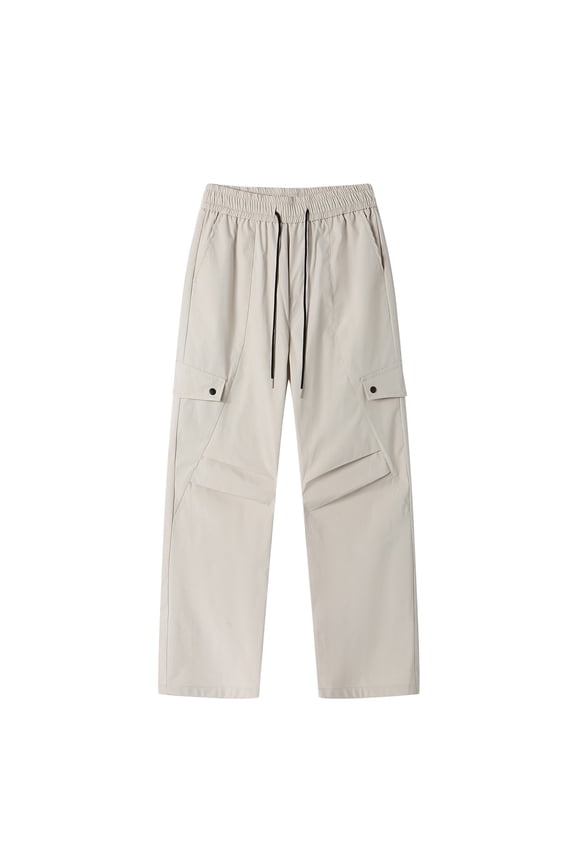 Casual Cargo Sweatpants Men Elastic Waist Drawstring Loose Pants Active Workout Jogger Pants with Multi Pockets Khaki 8