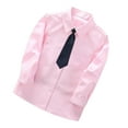 thumbnail image 1 of HOOMEUMY Child Gentleman's Shirts Long Sleeve Clothes 2025 Trendy Classic Solid Blouses Turndown Collar Tops Tie Design Casual Workout Pink 12 Years, 1 of 3
