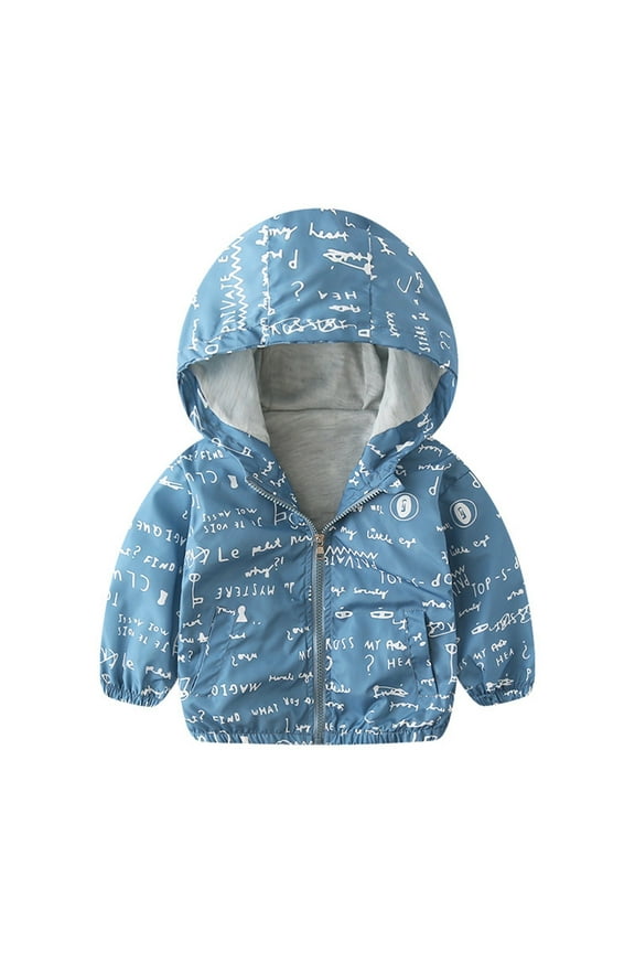 Child Hoodie Jacket Workout Long Sleeve Clothes 2025 Trendy Monogrammed Blouses Crew Neck Jackets Zipper Design Casual Light Blue 3 Years