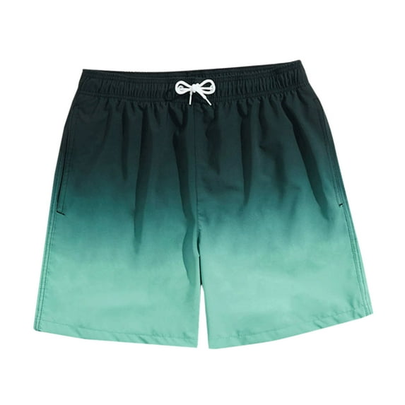 HOOMEUMY Men's Summer Gradient Color Swim Trunks Mesh Lining Beach Shorts with Pockets D string Quick Dry Bathing Suits Black L