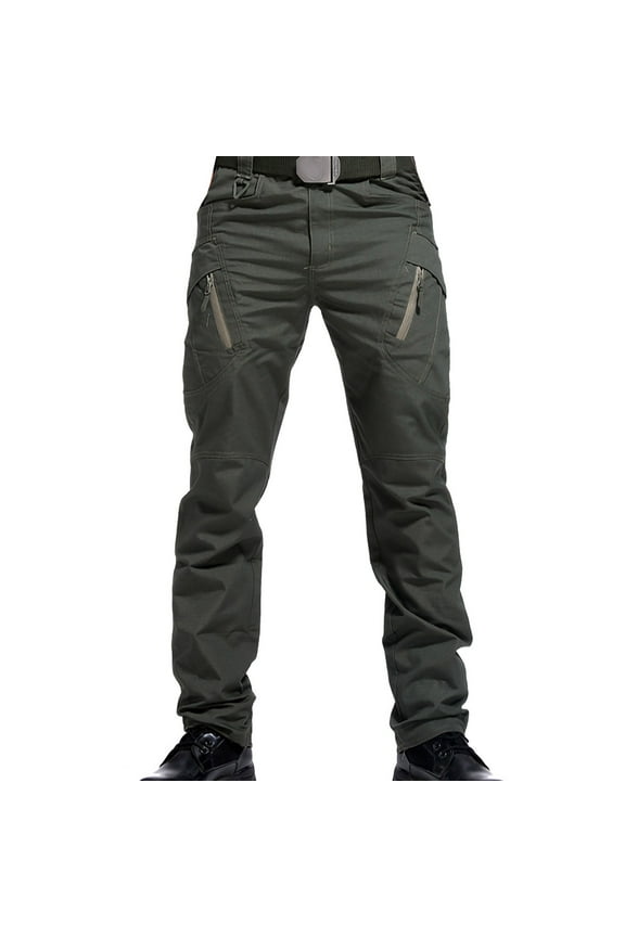 Men's Outdoor Military Style Straight Fit Multi-Pocket Stretchy Long Pants Green 10